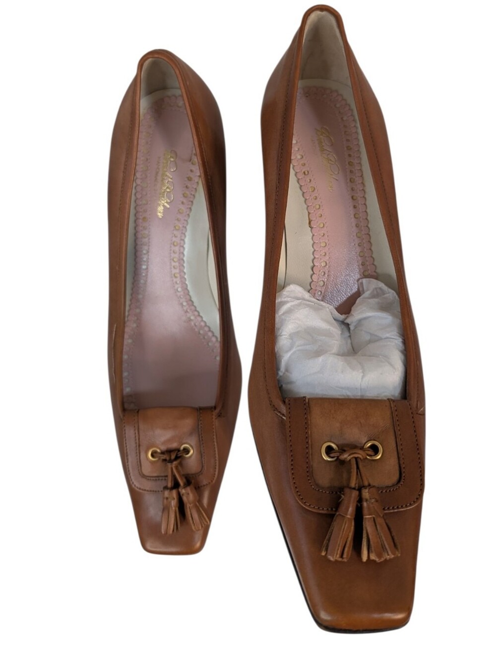 Brooks Brothers Brown Leather Tassel Heel Loafers....Size 8.5